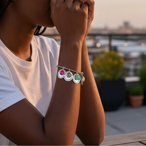 JK by thirty one,silver tone,charm bracelet w/encouragement/inspiration quotes